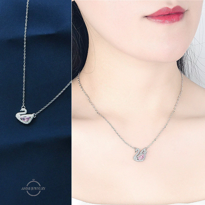 Dây chuyền bạc nữ S925 Thiên Nga Swarovski Asimi DC37 4