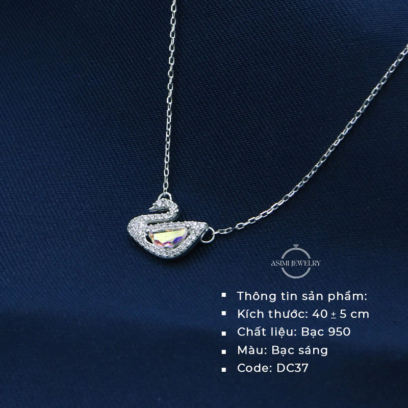 Dây chuyền bạc nữ S925 Thiên Nga Swarovski Asimi DC37 2