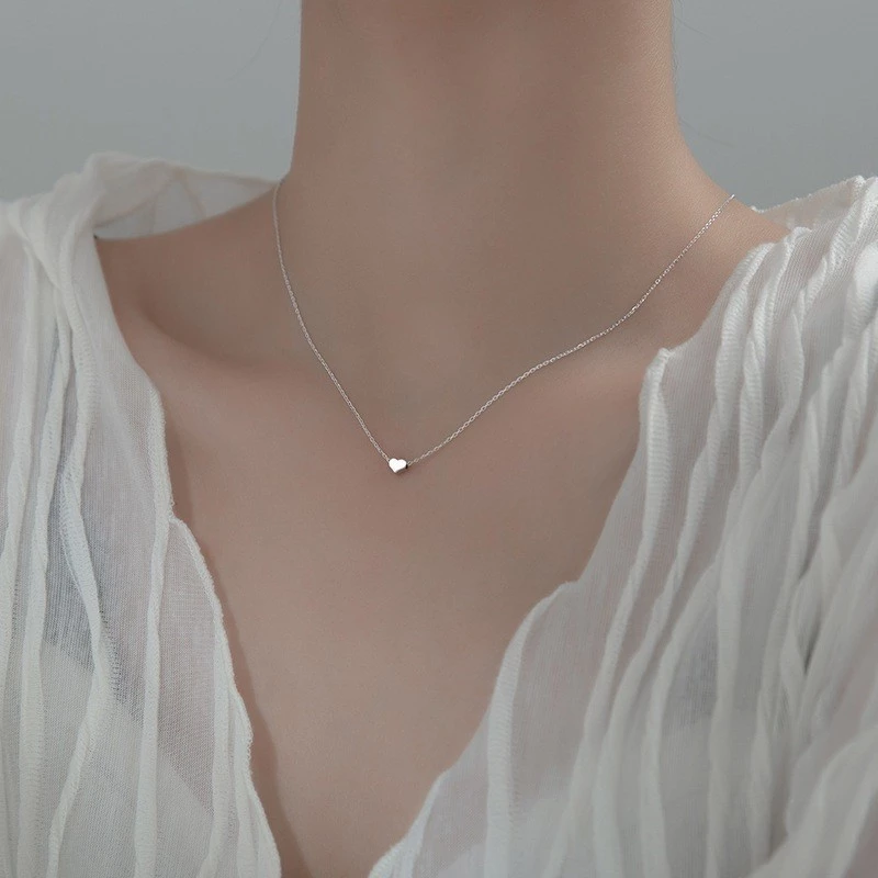 Dây chuyền bạc mảnh trái tim full mặt Asimi Full Heart DC31 5