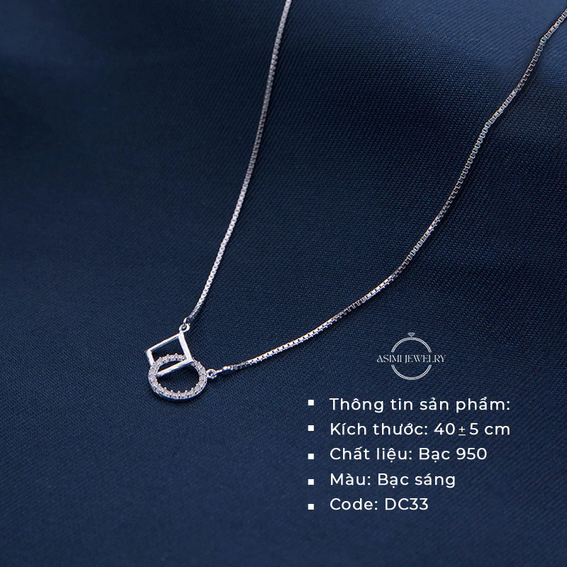 Dây chuyền nữ mặt vuông tròn Asimi Squircle DC33 2