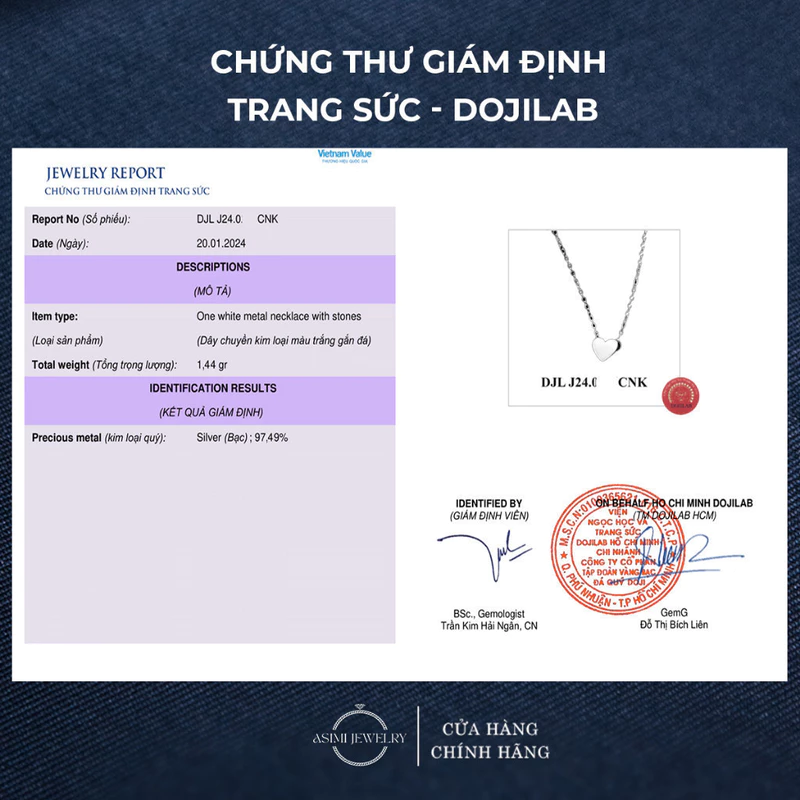 Dây chuyền bạc mảnh trái tim full mặt Asimi Full Heart DC31 3