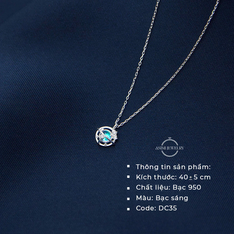 Dây chuyền bạc nữ đá xanh Marine Asimi Marine Line DC35 3
