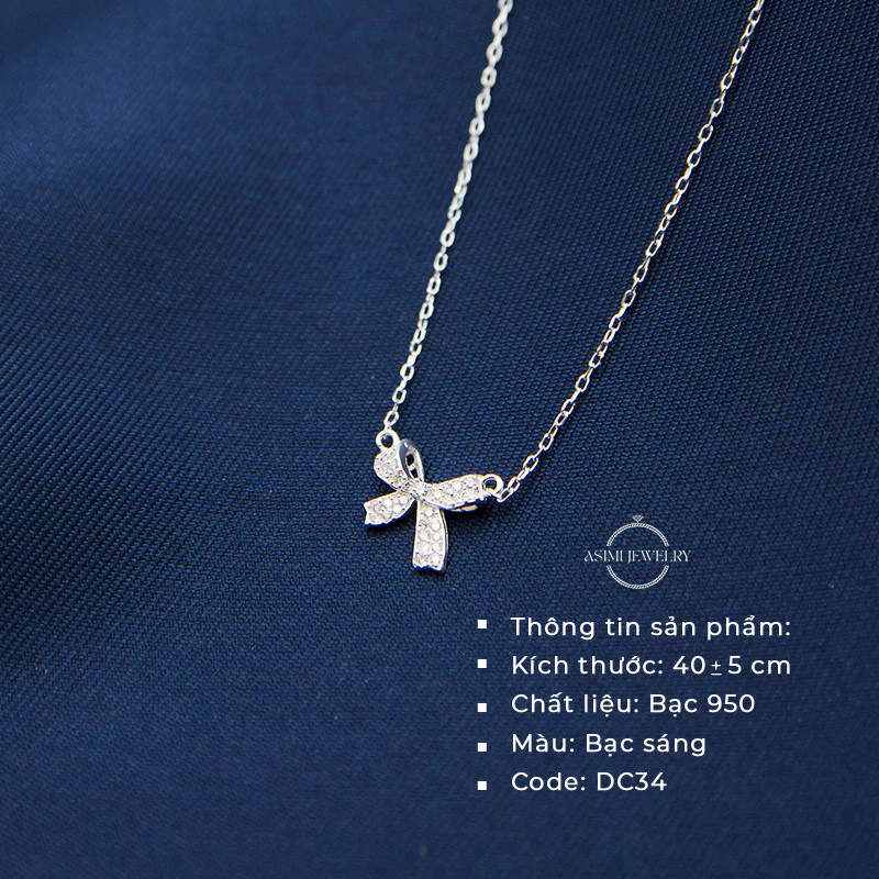 Dây chuyền bạc Ý S925 chiếc nơ Asimi Bow Tie DC34 2