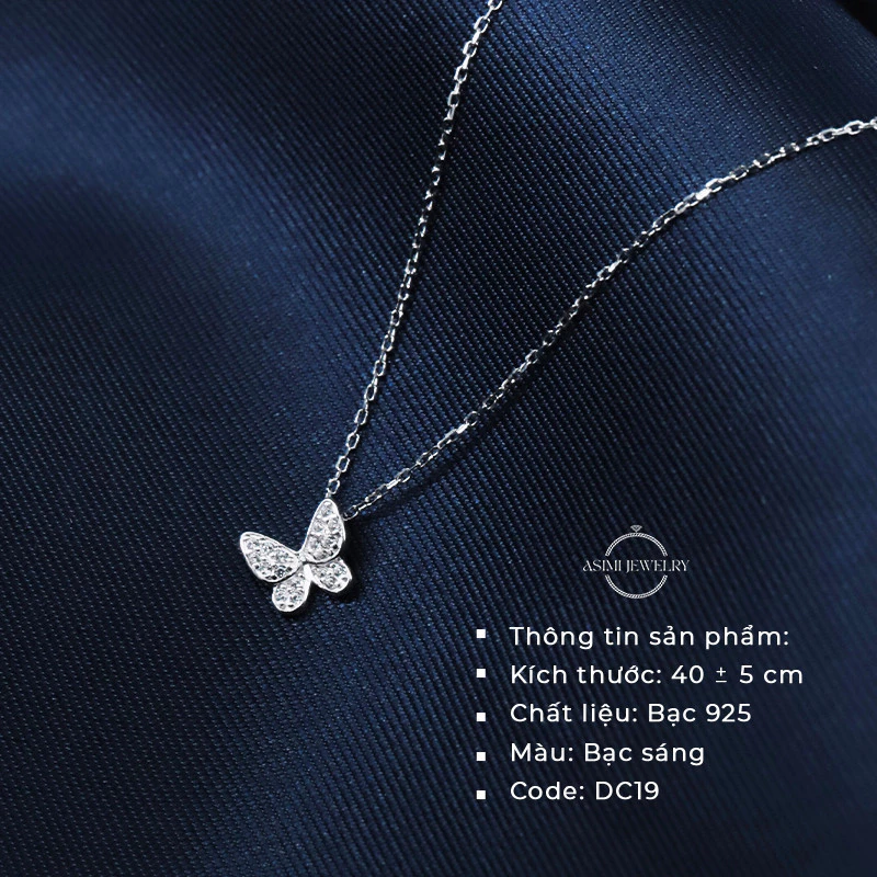 Dây chuyền bạc nữ cánh bướm đính đá nhỏ Asimi Butterfly Line DC19 2