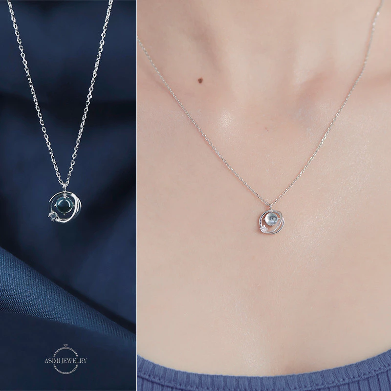 Dây chuyền bạc đính đá Ocean đơn giản Asimi Ocean Line DC05 4