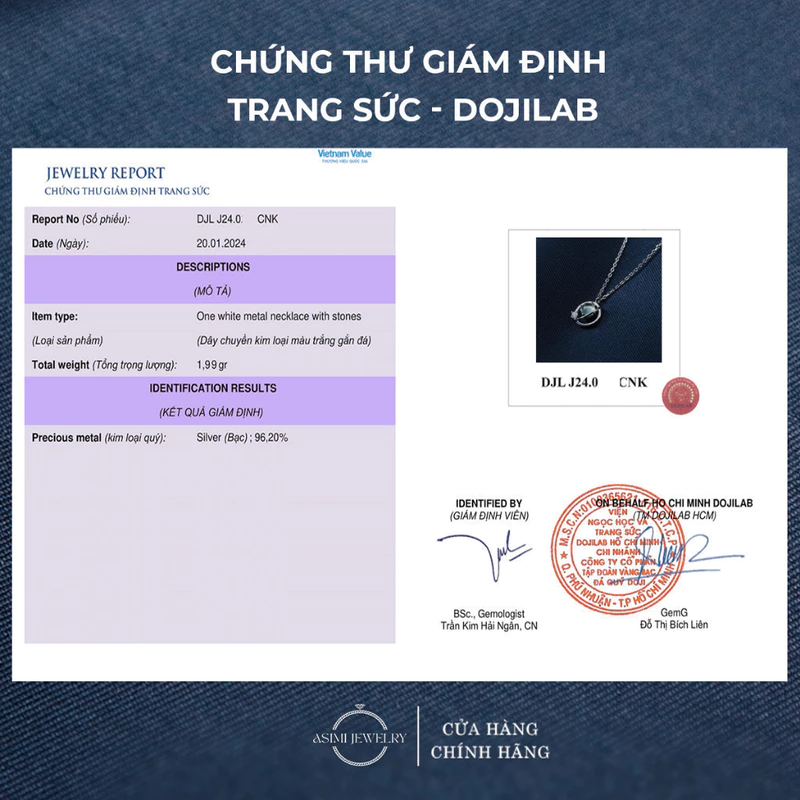 Dây chuyền bạc đính đá Ocean đơn giản Asimi Ocean Line DC05 3