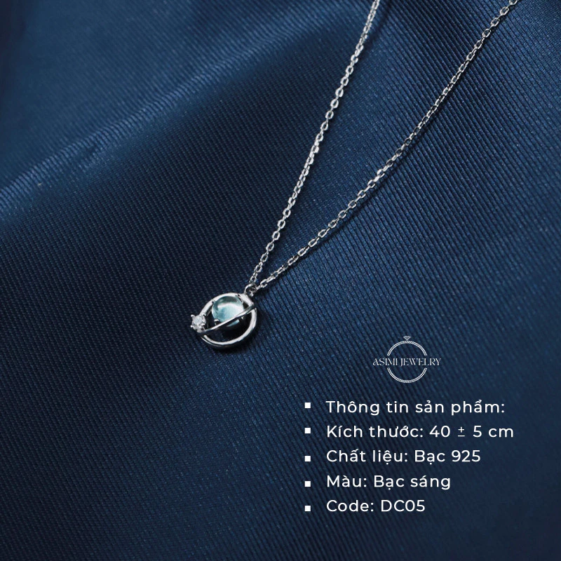 Dây chuyền bạc đính đá Ocean đơn giản Asimi Ocean Line DC05 2