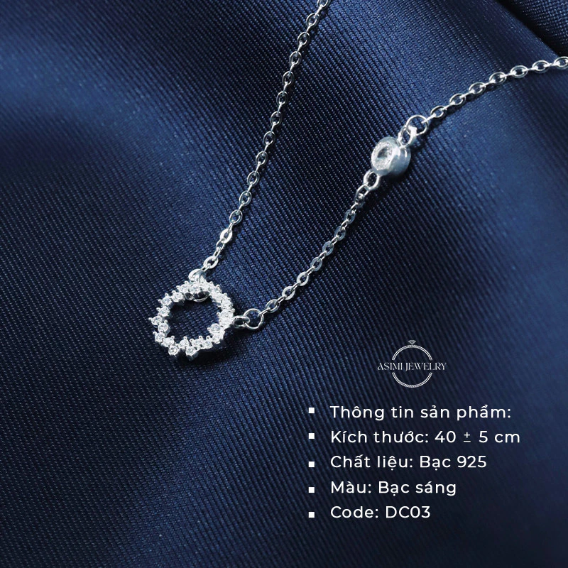 Dây chuyền bạc nữ S925 Huyền Thoại Biển Xanh Asimi Blue Ocean DC03 2