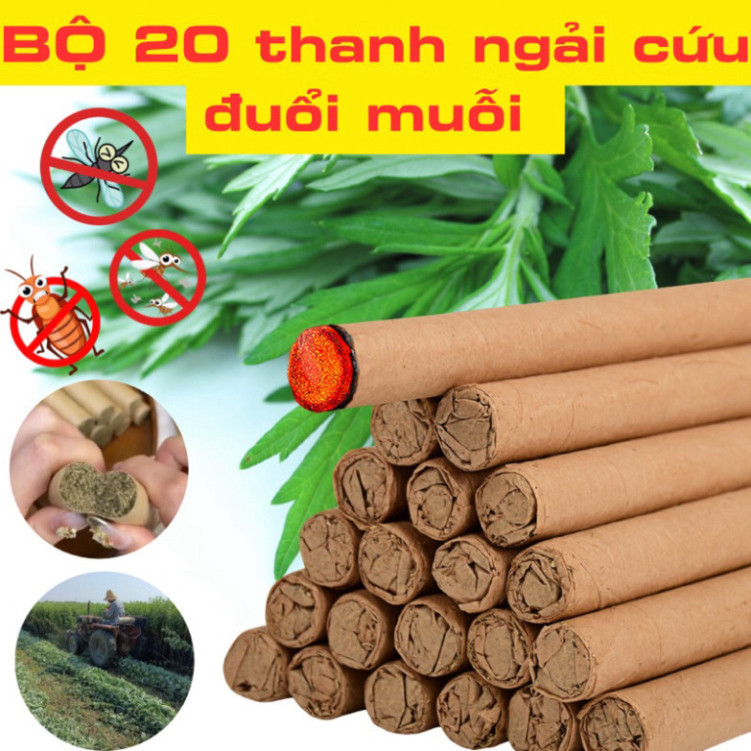 Nhang ngải cứu đuổi muỗi, Nhang đuổi muỗi thảo dược tự nhiên an toàn, tặng đế gỗ cắm, Gia Dụng _ Tiệ