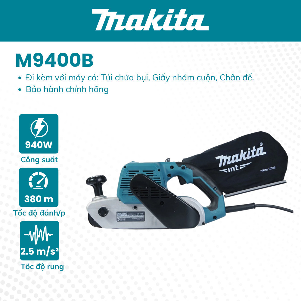 Máy Chà Nhám Băng Makita M9400B (940W-100MM) - Hàng Chính Hãng