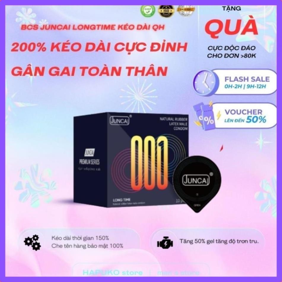Bao cao su Juncai Long Time kéo dài thời gian quan hệ, siêu mỏng nhiều gel bôi trơn, gân gai cao cấp MAXMANA
