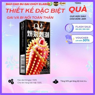  Bao cao su gai toàn thân ELASUN chuy hộp 10 cái BCS gai to 52mm tăng khoái cảm cực mạnh MAXMANA 