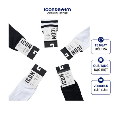 [HÀNG TẶNG KHÔNG BÁN] Vớ Nam Cổ Cao ICONDENIM Mid-Crew Socks Black & White Collection VOID0040