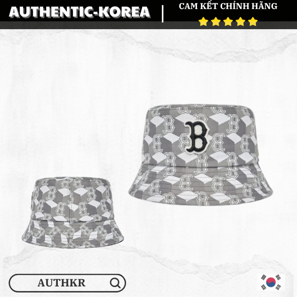 [Auth] Mũ bucket MLB Cube Monogram Boston - MLB CHÍNH HÃNG - 3AHTM033N