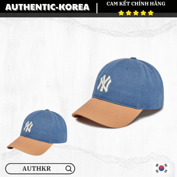 [Auth] Mũ lưỡi trai MLB mix denim xanh Logo NY - MLB CHÍNH HÃNG - 3ACPD023N