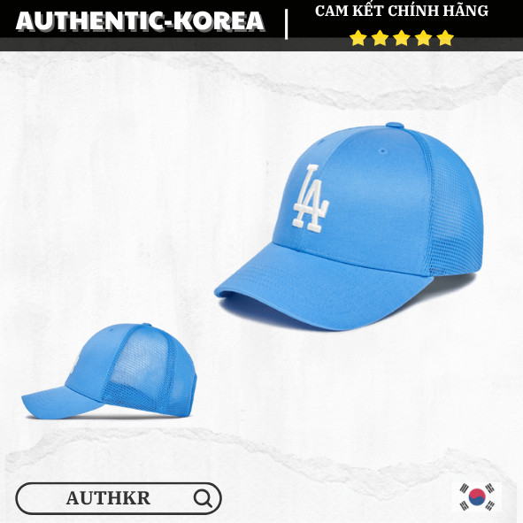 [Auth] Mũ MLB mix lưới xanh basic Logo LA - MLB CHÍNH HÃNG - 3AMC00123