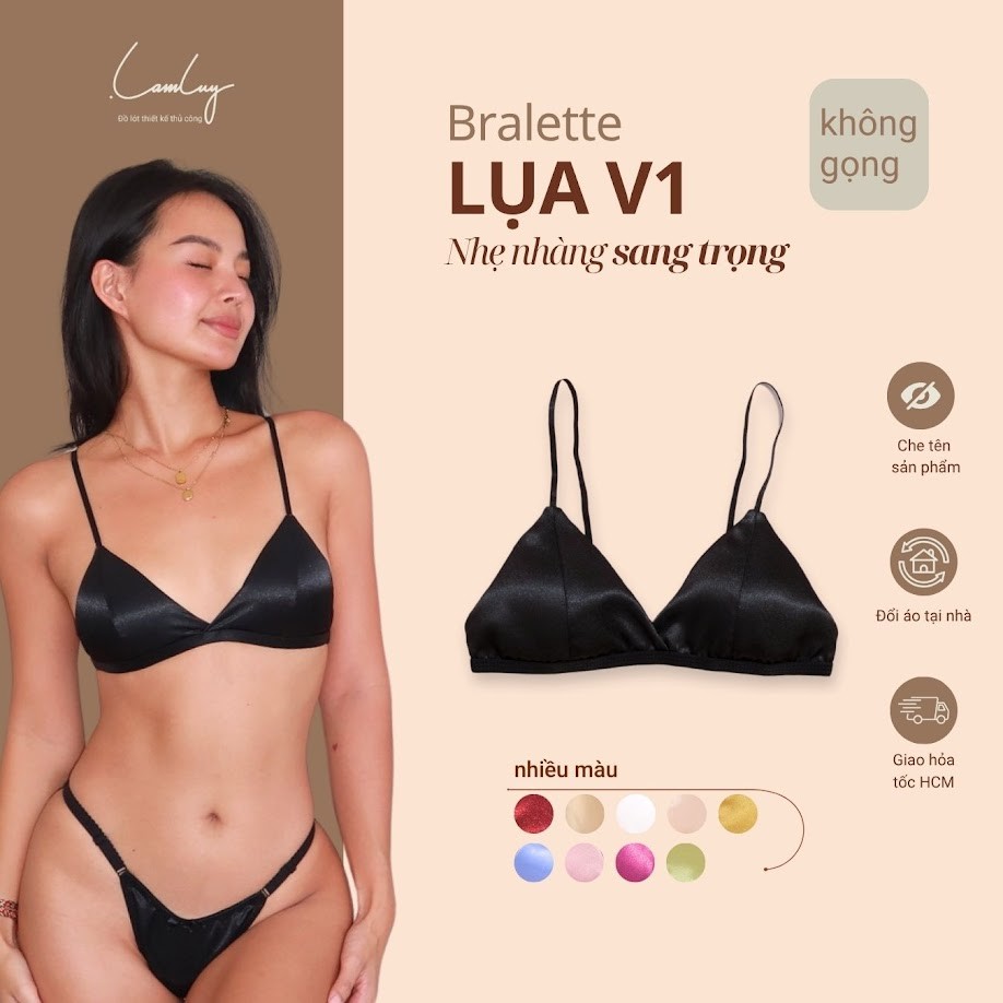 Áo Ngực Lụa LAMLUY Thiết Kế Bralette Không Gọng V1 Chất Liệu Lụa Mềm Mịn, Nhiều Màu