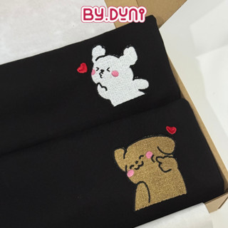 Áo thun THÊU cặp đôi BY.DUNI form rộng nam nữ Local Brand tay lỡ unisex, áo cặp bạn thân vải cotton THỎ GẤU