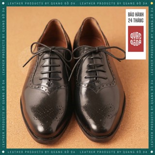  Giày Tây Nam Da Bò Thật Cao Cấp Đế Phíp Gỗ Màu Đen OXP_03B Bảo Hành 24 Tháng Đế Khâu Chắc Chắn | Quang Đồ Da 