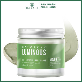  Mặt Nạ Bùn Colorkey Trà Xanh Cho Da Dầu Mụn 60g Luminous Green Tea Purifying Clay Mask Hasaki 