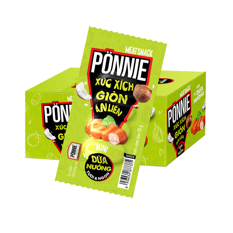 [Chọn vị] Combo 2 Hộp Hotdog Ponnie Xúc Xích Giòn Ăn Liền (1 Hộp x 20 Cây x 20G)