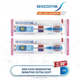  Bộ 4 Bàn chải đánh răng SENSODYNE Sensitive Extra Soft với lông bàn chải mềm làm sạch răng nhẹ nhàng êm dịu với nướu 