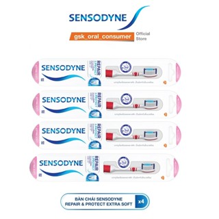  Bộ 4 Bàn chải đánh răng SENSODYNE Repair & Protect Extra Soft với cổ bàn chải linh hoạt lông mềm sạch sâu 