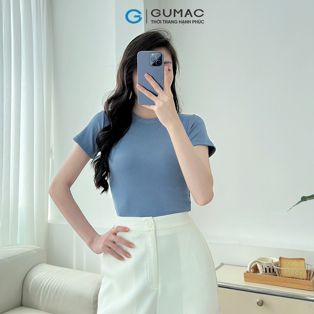 Áo thun nữ GUMAC cổ tròn form ôm body babytee thun gân co giãn mát mẻ  LATE0602 | BigBuy360 - bigbuy360.vn