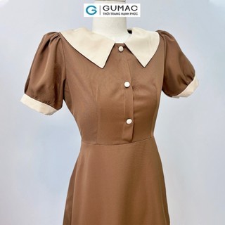 Đầm nữ GUMAC dáng A phối bâu  LDE0702