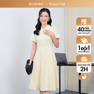 Đầm nữ GUMAC dáng xòe phối cổ giọt nước  DE06008