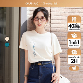 Áo thun nữ GUMAC đính hoa lan  ATE08038