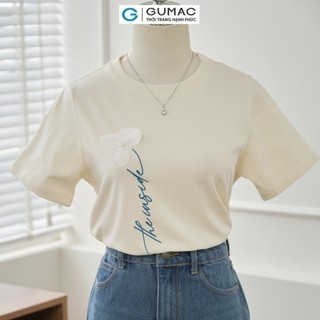 Áo thun nữ GUMAC đính hoa lan  ATE08038