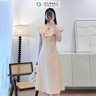 Đầm nữ GUMAC cổ bèo thắt dây  DE05008