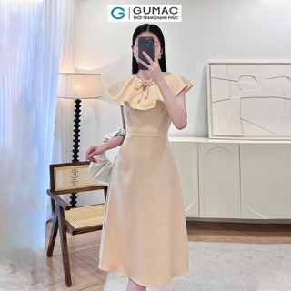 Đầm nữ GUMAC cổ bèo thắt dây  DE05008