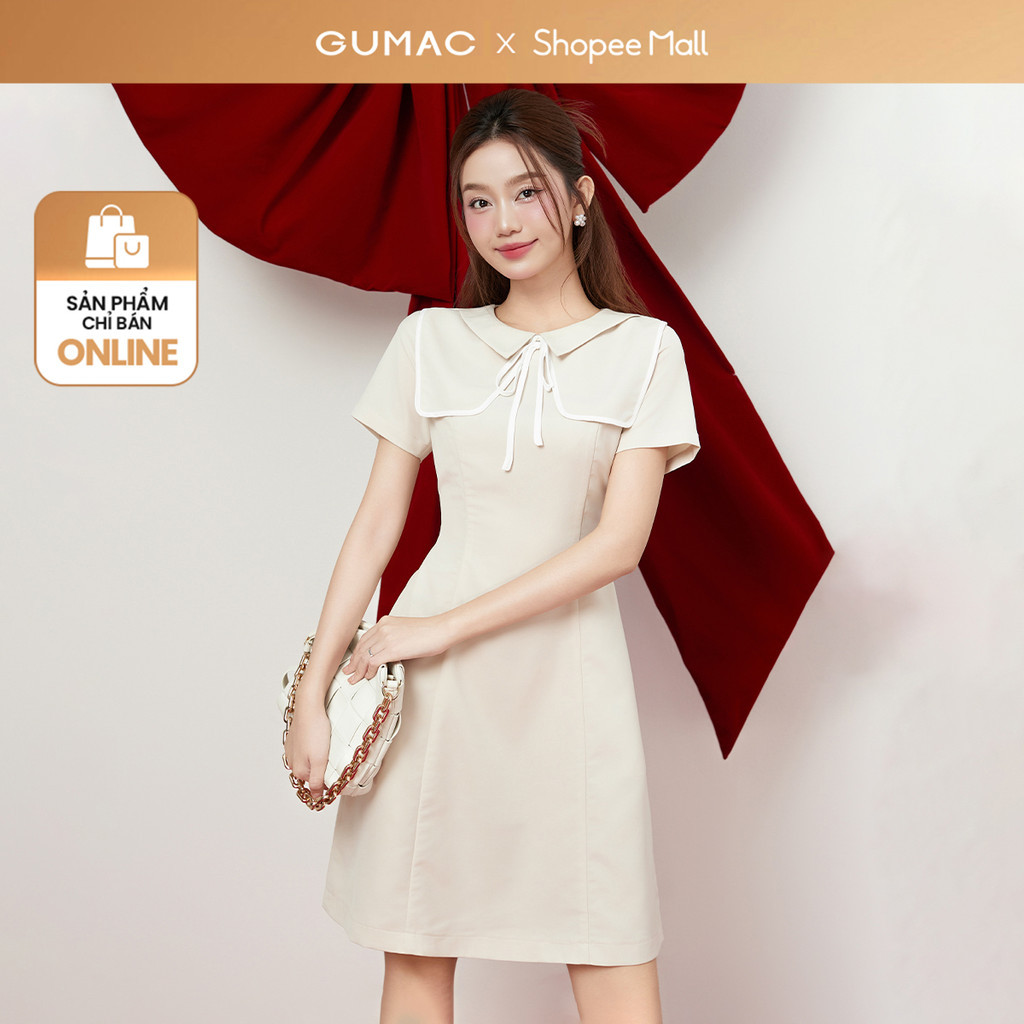 Đầm A kiểu phối viền thời trang GUMAC LDE1204 | BigBuy360 - bigbuy360.vn