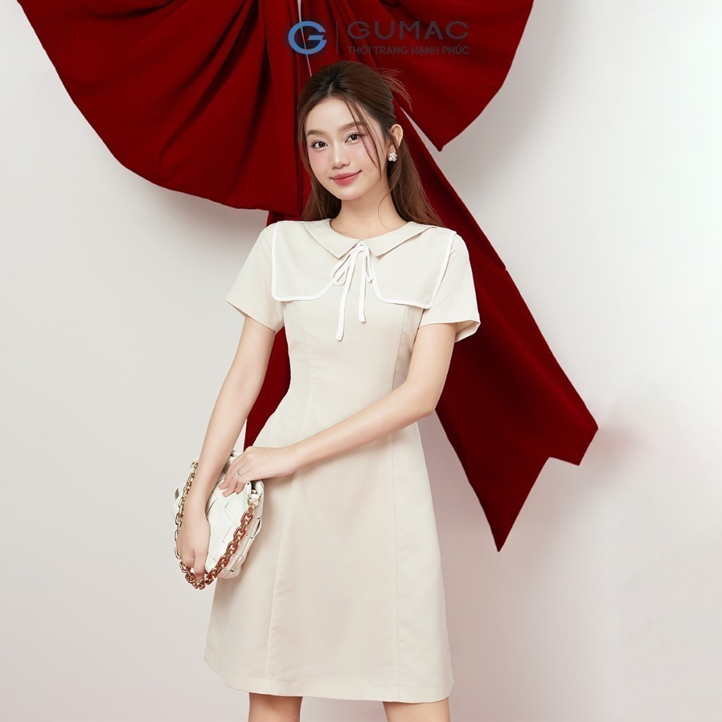 Đầm A kiểu phối viền thời trang GUMAC LDE1204 | BigBuy360 - bigbuy360.vn