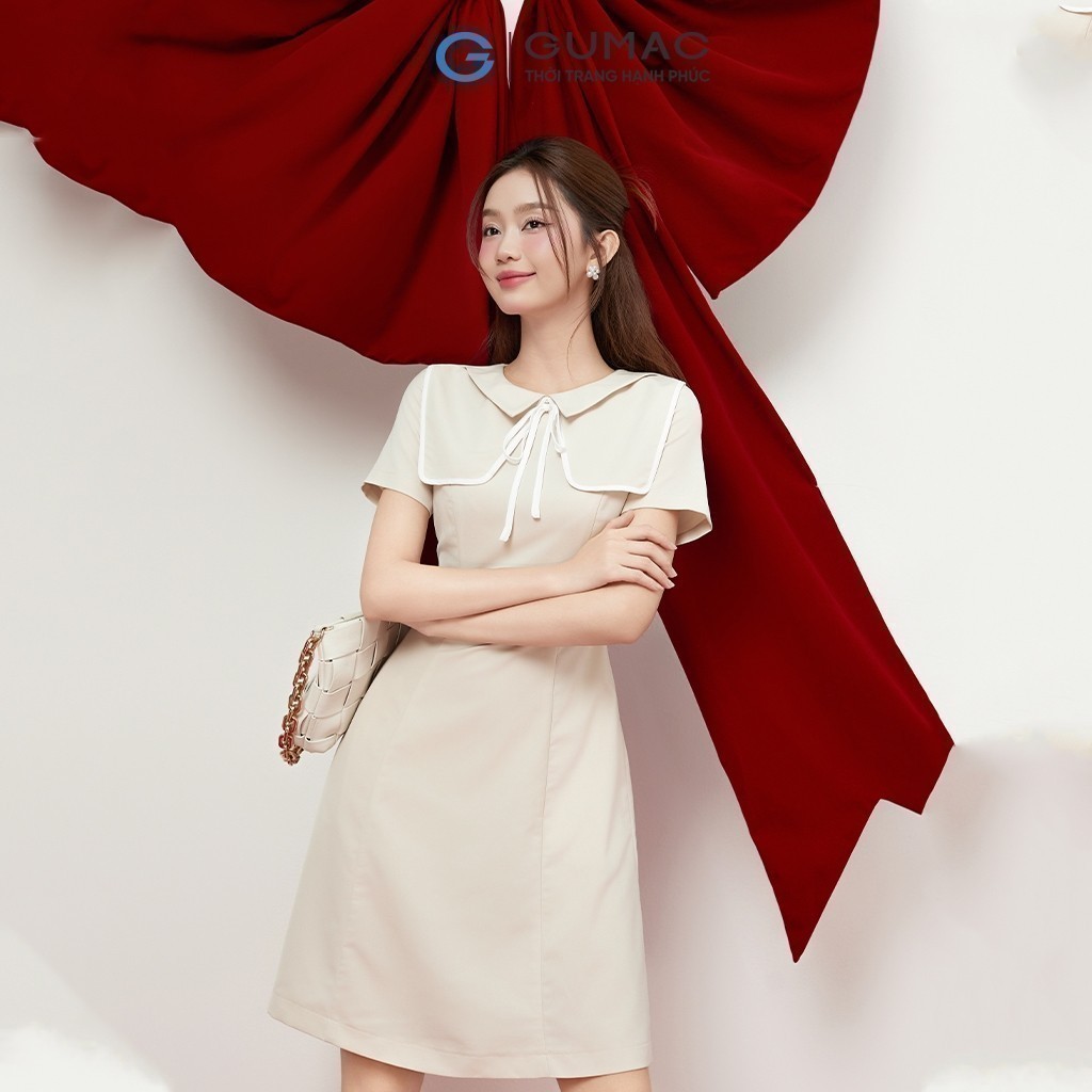 Đầm A kiểu phối viền thời trang GUMAC LDE1204 | BigBuy360 - bigbuy360.vn