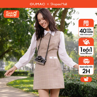Đầm nữ Gmorning - GUMAC kiểu phối vải   YDD12009
