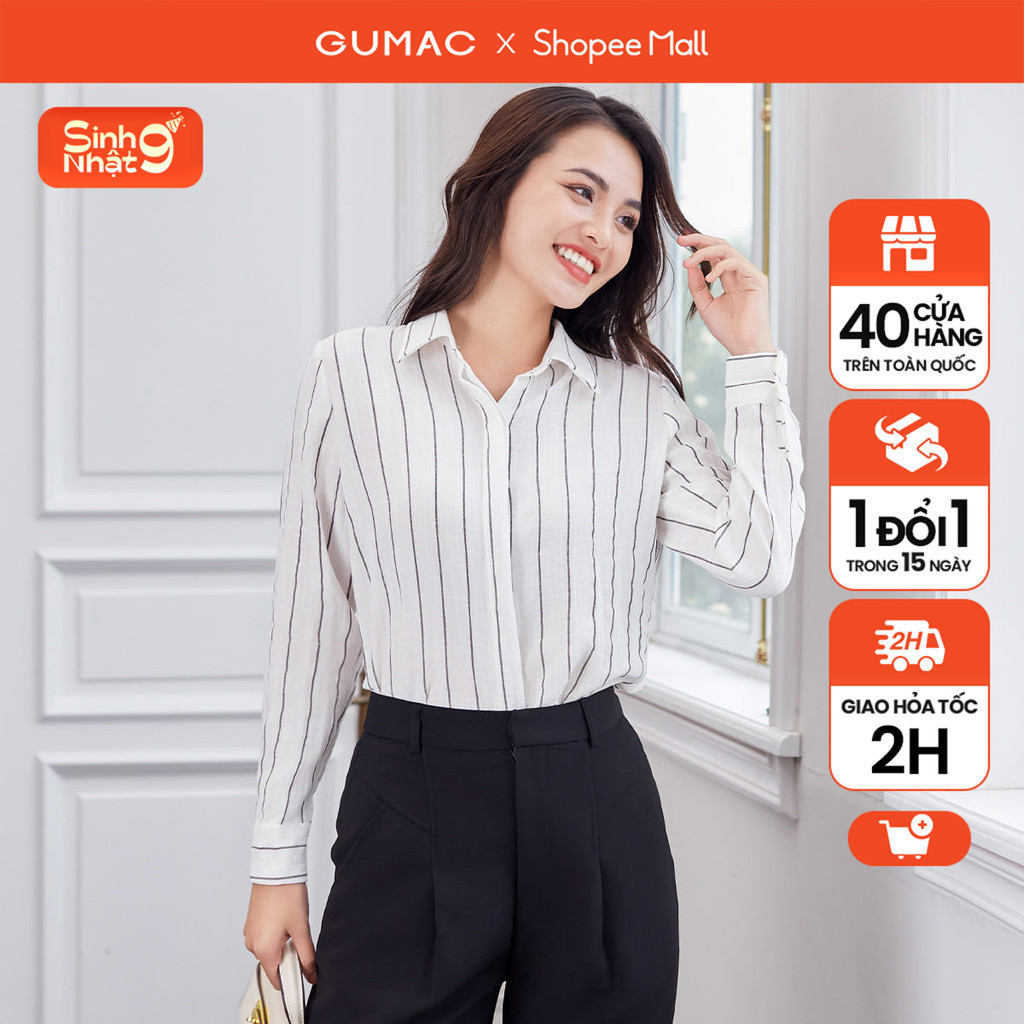 Áo sơ mi nữ GUMAC sọc  AD12041