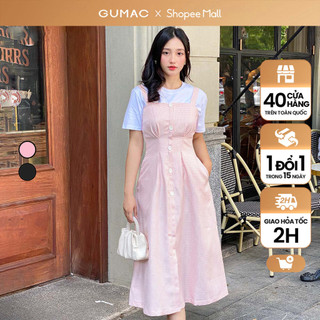 Đầm yếm nữ Gmorning - GUMAC suông 2 dây nhiều màu trẻ trung năng động midi YA17