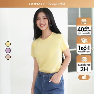 Áo thun nữ GUMAC trơn cơ bản form slim  ATE03031