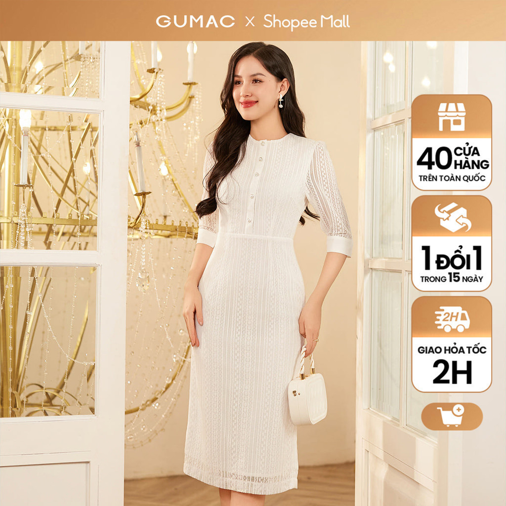 Đầm nữ GUMAC bút chì ren  DE01039