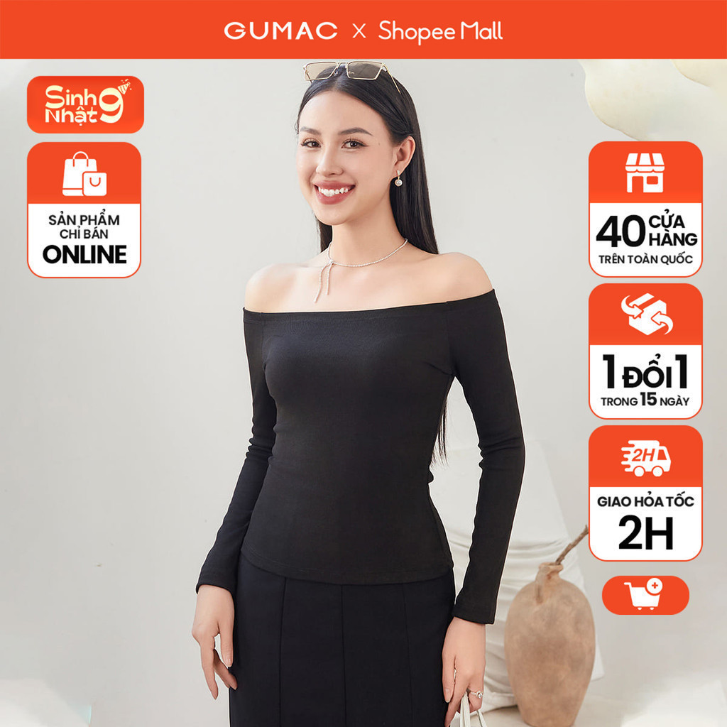 Áo thun nữ GUMAC trễ vai  ATE01027