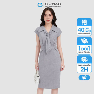 Đầm nữ GUMAC cổ vest thắt nơ  DC11059