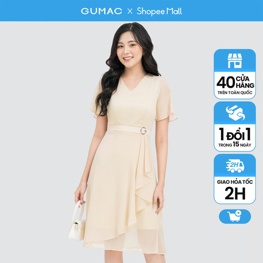 Đầm nữ GUMAC kiểu thân đắp chéo  DD04047