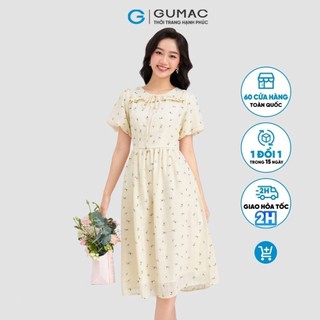 Đầm nữ GUMAC tay chuông nhún bèo  DC12082
