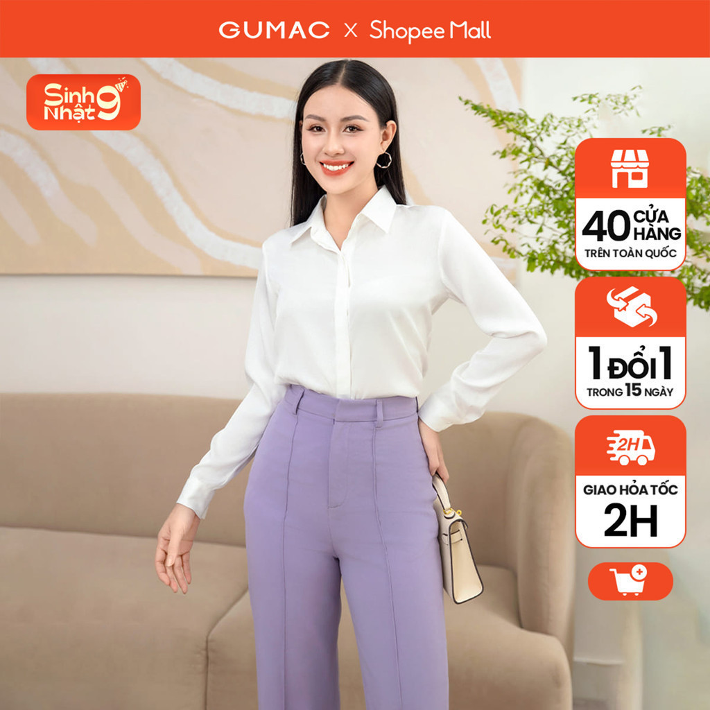 Áo sơ mi nữ GUMAC lụa gân AD11037 