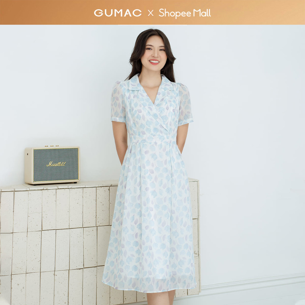 Đầm nữ GUMAC A xòe bâu danton  DD08030