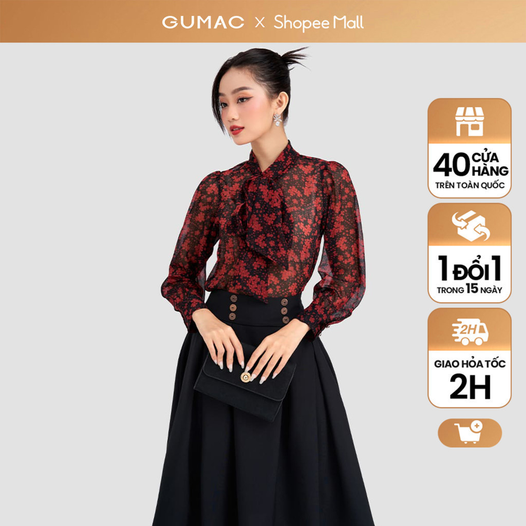 Áo sơ mi nữ GUMAC kiểu thắt nơ  AD03066
