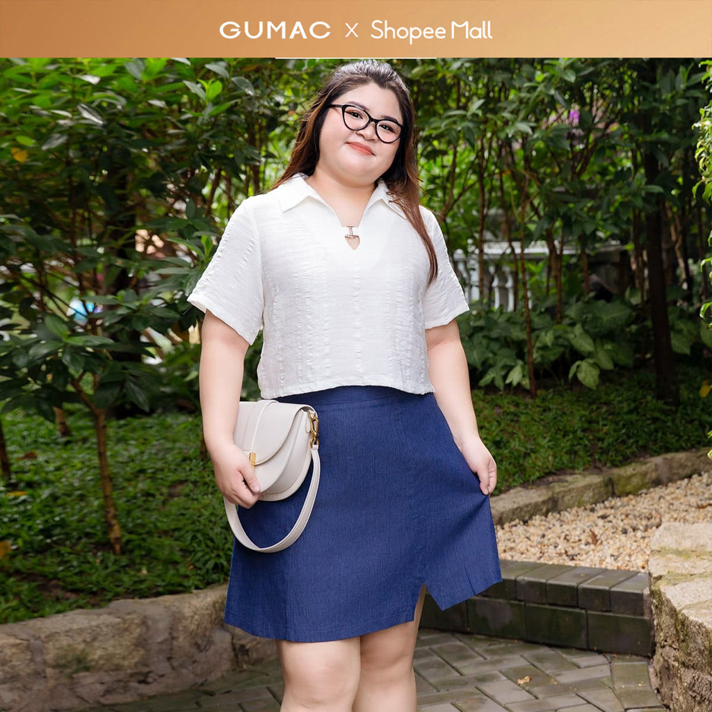 [Có size đến 85kg] Áo kiểu nữ GUMAC cổ sơ mi bigsize  AD10044
